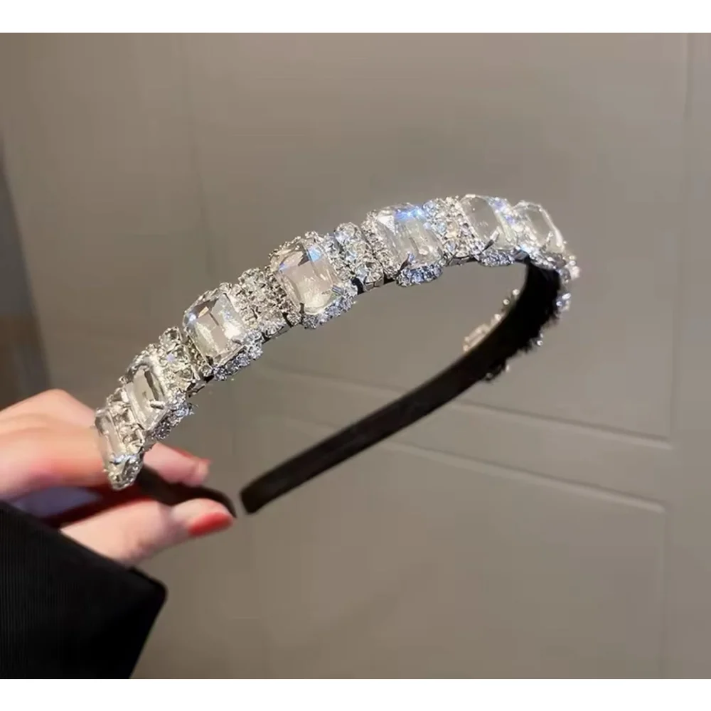 Luxurious Jewel Encrusted Headband‎ Clear Jewels Black Band